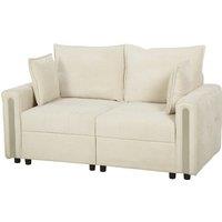 HOMCOM 2 Seater Sofa with Lift-Up Storage, 168 cm Comfy Velvet Small Couch with Wide Deep Seat, Plush Backrest, Thick Padding, 2 Pillows, Loveseat for Living Room, Home Office, Beige