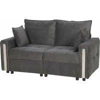 HOMCOM 2 Seater Sofa with Lift-Up Storage, 168 cm Comfy Velvet Small Couch with Wide Deep Seat, Plush Backrest, Thick Padding, 2 Pillows, Loveseat for Living Room, Home Office, Dark Grey