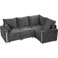 HOMCOM 228cm L Shaped Sofa with Lift-Up Storage, 3-Seater Sectional Sofa with Wide Deep Seat, Dark Grey