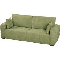 HOMCOM 3 Seater Sofa, Upholstered Velvet Couch for Bedroom with Pillows, Padded Cushion and Wood Legs, Green