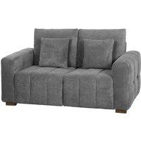 HOMCOM 2 Seater Sofa, Upholstered Velvet Small Couch for Bedroom with Pillows, Padded Cushion and Wood Legs, Grey