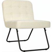 HOMCOM Modern Accent Chair, Foldable Chenille Upholstered Lounge Chair with Backrest, Wide Seat, Cream