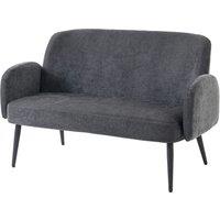 HOMCOM 132cm 2 Seater Sofa, Velvet Comfy Small Sofa Couch with Wide Seat, Thick Padding, Tapered Metal Legs, Dark Grey