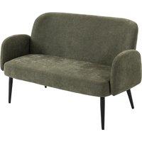 HOMCOM 132cm 2 Seater Sofa, Velvet Comfy Small Sofa Couch with Wide Seat, Thick Padding, Tapered Metal Legs, Green