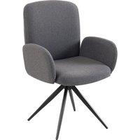 HOMCOM Swivel Accent Chair, Upholstered Linen-Look Armchair with Curved Backrest, Wrapped Armrests for Living Room, Grey