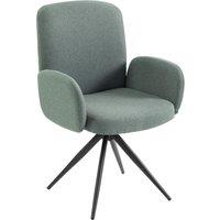 HOMCOM Swivel Accent Chair, Upholstered Linen-Look Armchair with Curved Backrest, Wrapped Armrests for Living Room, Light Green