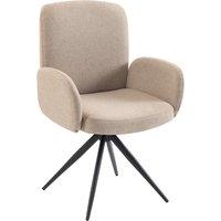 HOMCOM Swivel Accent Chair, Upholstered Linen-Look Armchair with Curved Backrest, Wrapped Armrests for Living Room, Light Brown