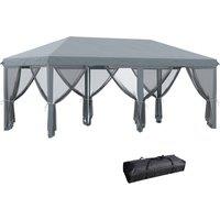 Outsunny 6x3m Pop Up Gazebo, Wedding Tent w/ 6 Mesh Walls & Carry Bag, Grey Aosom UK