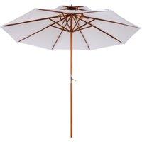 Outsunny Waterproof 2.7m Patio Umbrella Double Tier Garden Parasol Umbrella Outdoor Sun Umbrella Sunshade Bamboo Parasol Cream White Aosom UK