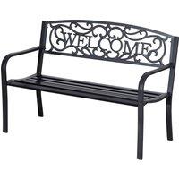Outsunny 2 Seater Metal Garden Bench Patio Outdoor Park Porch Chair Aosom UK