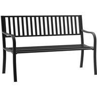 Outsunny Metal Garden Bench Loveseat with Slatted Seat, Black