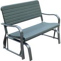 Outsunny Garden Double Glider Bench HDPE Metal 2 Seater Swing Chair Porch Outdoor Patio Rocker