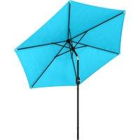 Outsunny 2.6 m Garden Parasol Umbrella with Aluminium Pole, Outdoor Patio Umbrella with Tilt and Crank, Vent, Blue