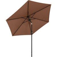 Outsunny 2.6 m Garden Parasol Umbrella with Aluminium Pole, Outdoor Patio Umbrella with Tilt and Crank, Vent, Coffee