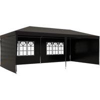 Outsunny 6 x 3 m Party Tent Gazebo Marquee Outdoor Patio Canopy Shelter with Windows and Side Panels, Black Aosom UK