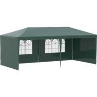 Outsunny 6x3 m Party Tent Gazebo Marquee Outdoor Patio Canopy Shelter with Windows and Side Panels, Green