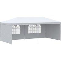 Outsunny 6 x 3 m Party Tent Gazebo Marquee Outdoor Patio Canopy Shelter with Windows and Side Panels White Aosom UK