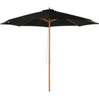 Outsunny Bamboo Style Garden Parasol, 閳扁偓3m Outdoor Patio Umbrella with 8 Ribs Sunshade Canopy, Black Aosom UK