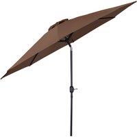 Outsunny Tilting Parasol, Steel Frame Round Market Garden Umbrella, Outdoor Sunshade Canopy for Patio and Garden, Coffee Aosom UK