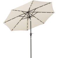 Outsunny Garden 24 LED Light Parasol Outdoor Tilt Sun Umbrella Patio Club Party Event Manual Sun Shade w/ Hand Crank Off-white