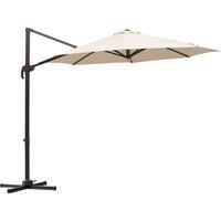 Outsunny Banana Parasol 3M Cantilever Umbrella with Cross Base, Aluminium Frame, 360 Rotation, Hand Crank, Beige Aosom UK