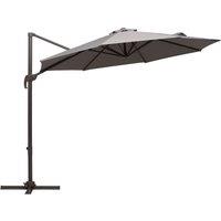 Outsunny 3M Roma Umbrella Sun Shade Cantilever Hanging Parasol w/ Cross Base Hand Crank Aluminium Frame 360Rotation - Grey Aosom UK