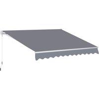Outsunny 3 x 2.5m Garden Patio Manual Awning Retractable Canopy Sun Shade Shelter with Fittings and Crank Handle Grey