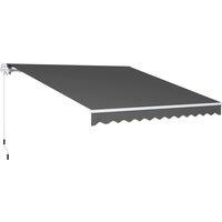 Outsunny 3 x 2.5m Garden Patio Manual Awning, Retractable Canopy Sun Shade Shelter with Fittings and Crank Handle, Dark Grey