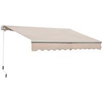Outsunny 3.5M x 2.5M Manual Awning Canopy Retractable Sun Shade Shelter Winding Handle for Garden Patio Beige