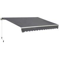 Outsunny 4x2.5m Retractable Manual Awning Window Door Sun Shade Canopy with Fittings and Crank Handle Grey