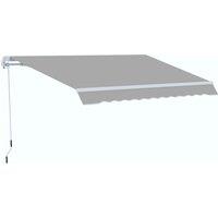 Outsunny 4x2.5m Retractable Manual Awning Window Door Sun Shade Canopy with Fittings and Crank Handle Light Grey
