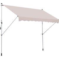 Outsunny 3x1.5m Garden Patio Manual Awning Canopy Sun Shade Shelter Retractable Adjustable Aluminium Frame Beige