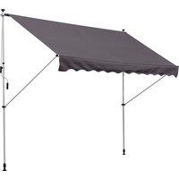 Outsunny Balcony 3 x 1.5m Manual Adjustable Awning DIY Patio Clamp Awning Canopy Retractable Shade Shelter - Grey