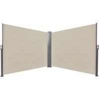 Outsunny 6 x 1.6 M Double Canopy Pull-Out Side Awning Sun Rain Outdoor Protection w/ Steel Frame Retractable Garden Privacy Home, Beige Aosom UK