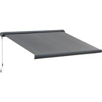 Outsunny Cassette Electric Motorised Manual Awning Door Window Patio Canopy Retractable Sun Shade w/ R/C, 300x250cm Grey