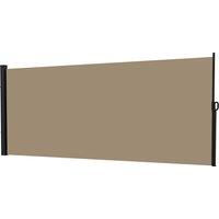 Outsunny Garden Privacy Screen Metal Garden Screen with UV30+ Canopy Retractable Side Awning for Garden Balcony 400 x 160cm, Khaki Aosom UK