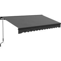 Outsunny 3.5 x 2.5m Aluminium Frame Electric Awning, Retractable Awning Sun Canopies for Patio Door Window, Dark Grey