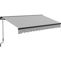 Outsunny 3.5 x 2.5m Aluminium Frame Electric Awning, Retractable Awning Sun Canopies for Patio Door Window, Light Grey Aosom UK