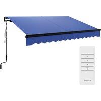 Outsunny 3 x 2.5m Electric Awning with LED Light and Remote Controller,DIY Retractable Awning, UV50+ Sun Shade Canopy, Blue Aosom UK
