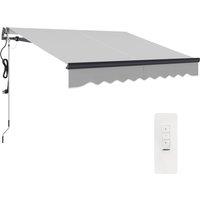 Outsunny 2.5 x 2m Electric Awning with Remote Controller, Aluminium Frame DIY Retractable Awning, UV30+ Sun Shade Canopy for Garden Patio Deck Door Window, Light Grey