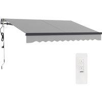Outsunny 3 x 2.5m Electric Awning with Remote Controller, Waterproof UV30+ Retractable Awning, Aluminum Frame Sun Shade Canopy, Light Grey Aosom UK