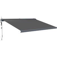 Outsunny 4 x 3(m) Full Cassette Electric Awning with Remote Controller, Aluminium Frame DIY Retractable Garden Awning, UPF50+ Sun Shade Canopy for Deck Door Window, Dark Grey