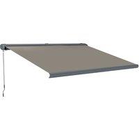 Outsunny 4 x 3(m) Full Cassette Electric Awning with Remote Controller, Aluminium Frame DIY Retractable Garden Awning, UV50+ Sun Shade Canopy for Deck Door Window, Light Grey