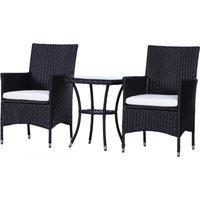 Outsunny Waterproof Rattan Bistro Set: 3 Piece Garden Furniture with Weave Chairs & Table, Conservatory Patio Suite, Jet Black Aosom UK