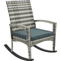 Outsunny Rattan Rocking Chair for Relaxing Indoor & Outdoor, Removable Flame Retardant Cover, Light Grey Aosom UK