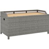 Outsunny 130 L Rattan Garden Storage Box, with Seat - Grey