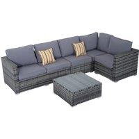 Outsunny 5-Seater Garden Furniture Sets Rattan Wicker Patio Conservatory Dining Set Indoor Outdoor with Corner Sofa Loveseat Coffee Table Cushions