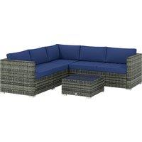 Outsunny Four-Piece Rattan Sofa Set - Blue