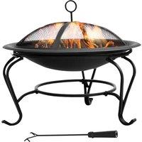 Outsunny Patio Pyrotechnics: Stylish Fire Pit with Lid for Garden Entertaining, Black/Blue Aosom UK