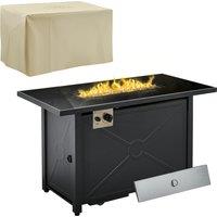 Outsunny Propane Gas Fire Pit Table, 50000BTU Smokeless Firepit Outdoor Patio Heater with Tempered G